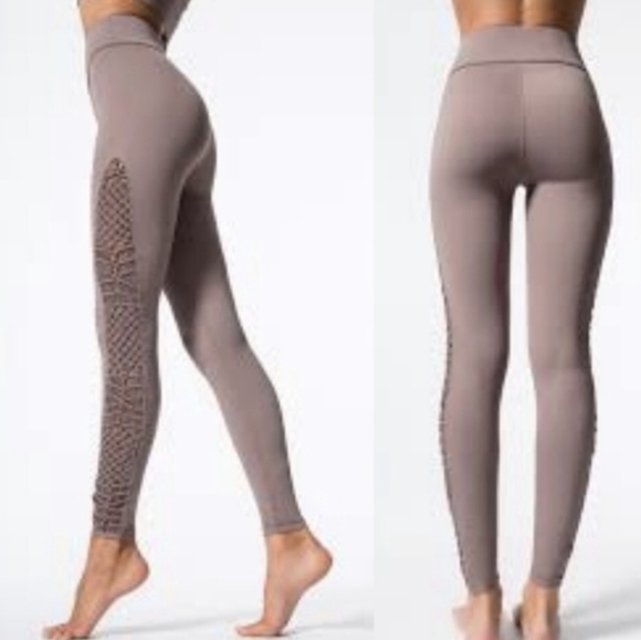 Carbon38 Tanjung Taupe Woven Side Paneled Leggings - Picture 2 of 12